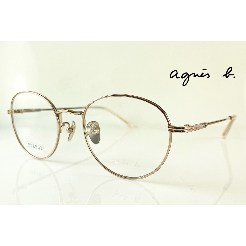 ☆高雄眼鏡站☆全新正品 純鈦 agnes b. AB70096 C02 水滴淺金款