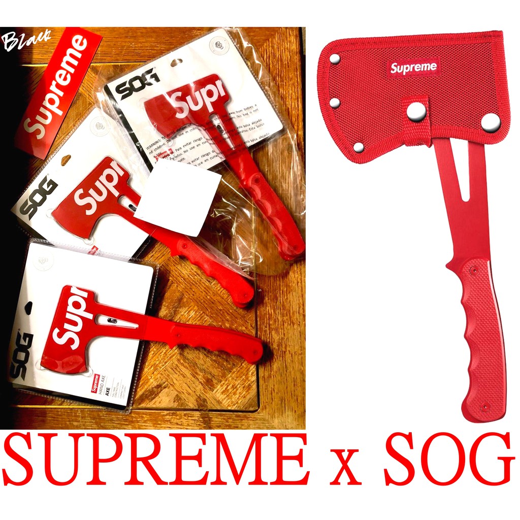 BLACK全新SUPREME x SOG Hand Axe Red鋼鐵斧頭BOX LOGO園藝用工具