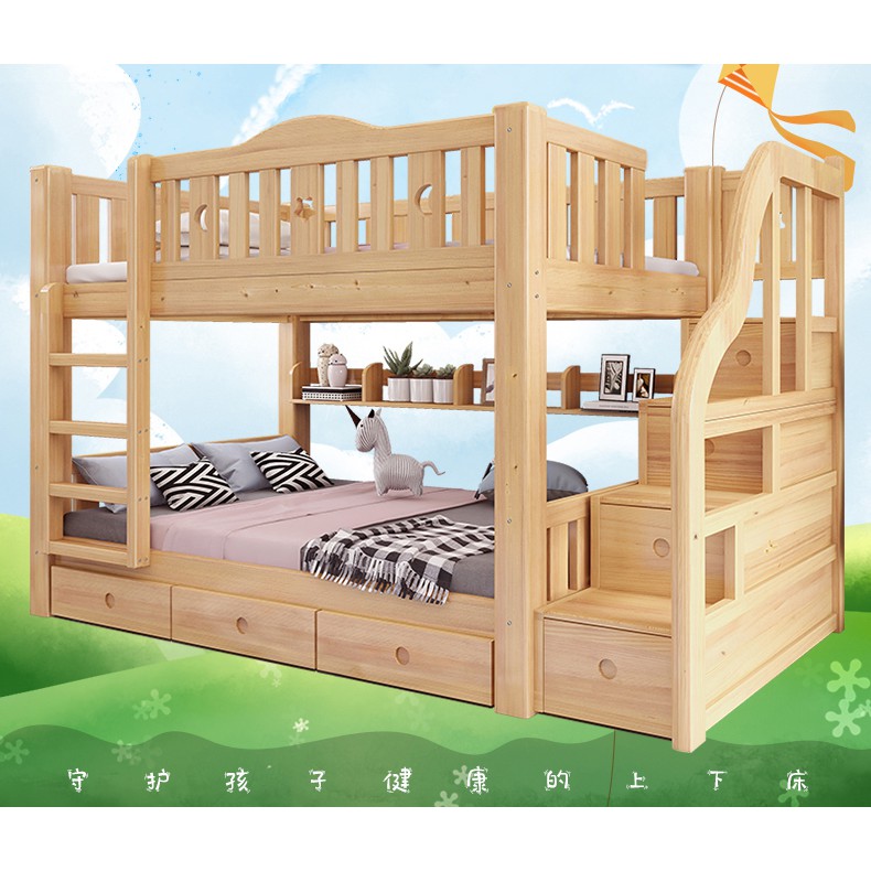 ✨價格下殺貨到付款免運費⭐兒童床雙層床上下床木床兩層全實木高低床子