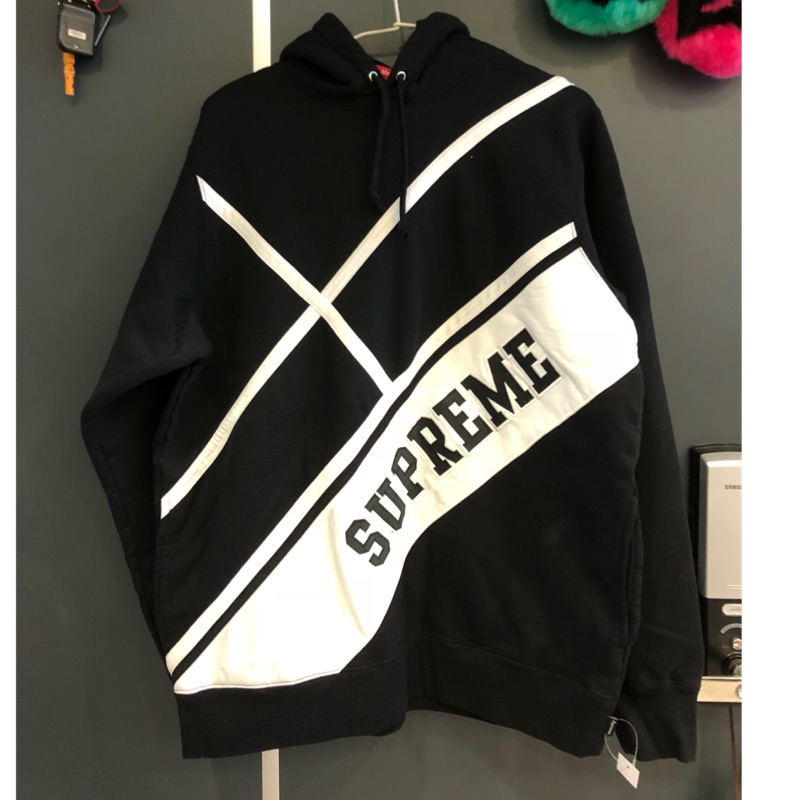 Supreme 2018/03/03發售Diagonal Hooded Sweatshirt 黑色M號含運價