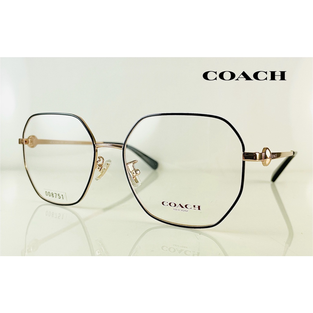 ☆高雄眼鏡站☆全新正品 COACH HC5134D 9363 (Shiny Rose Gold) 多邊大金框黑線圈