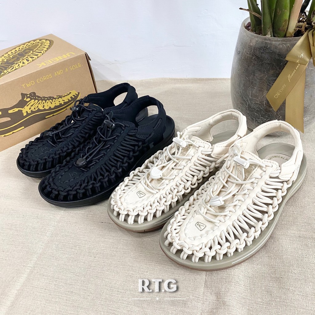 RTG】KEEN UNEEK SANDALS 涼鞋編織彈性綁繩黑色1014099 米色1018698 女