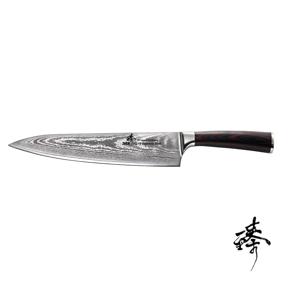 Zhen 臻》240mm (VG10)鋼牛刀(主廚料理刀廚師刀) - 黑檀木柄~ 日本進口