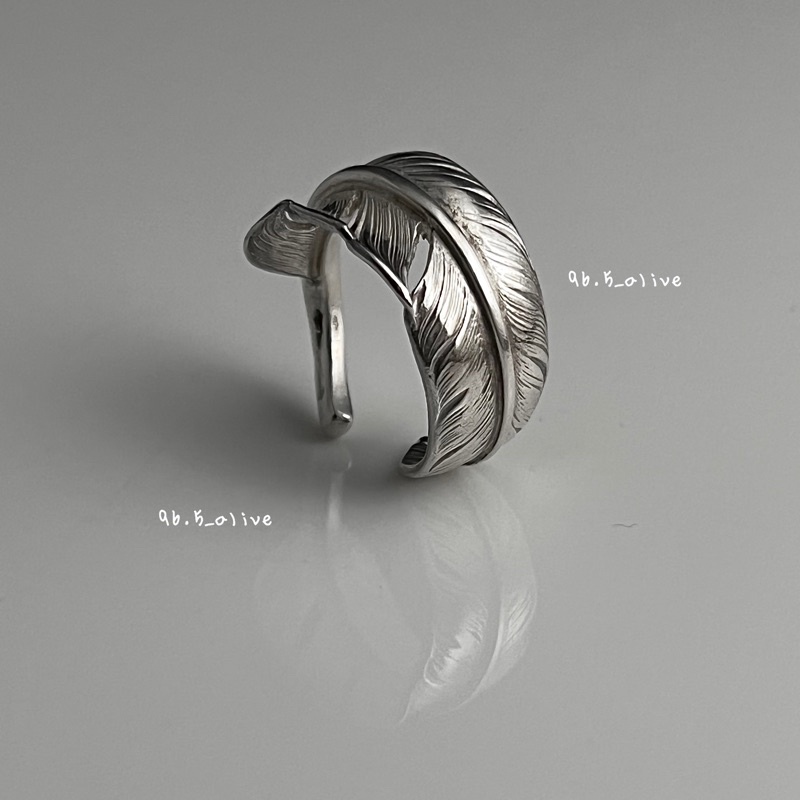 Mens silver deals feather ring