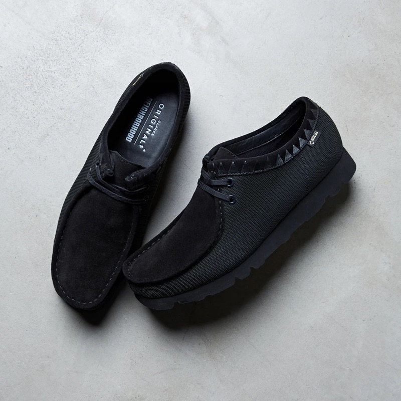 NEIGHBORHOOD x CLARKS 別注聯名款Wallabe Low GORE-TEX 黑UK8.5