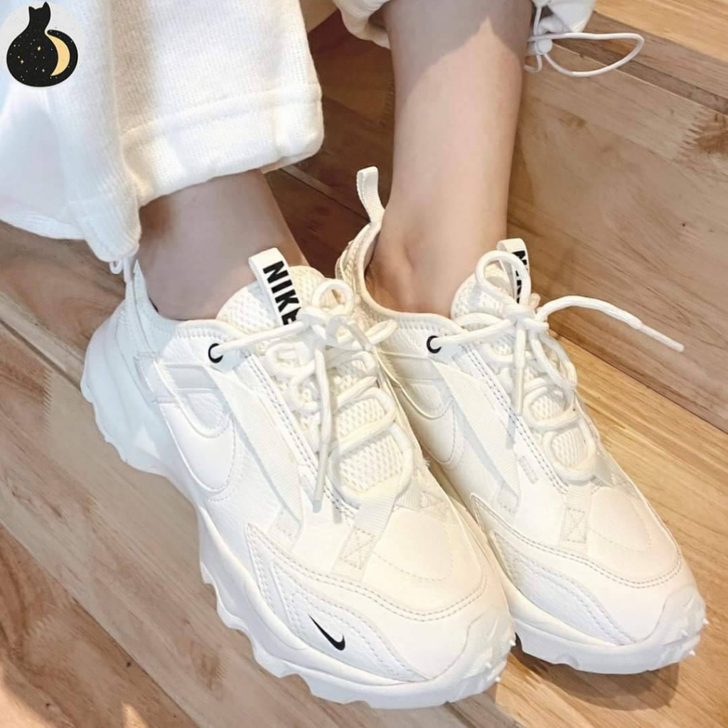 🇰🇷- NIKE W TC7900 米白奶油白反光小勾復古仙女鞋增高鞋老爹鞋女鞋