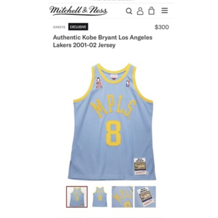 新品NBA 球員版Mitchell&Ness MPLS KOBE 2000-01 球員版美國公司貨