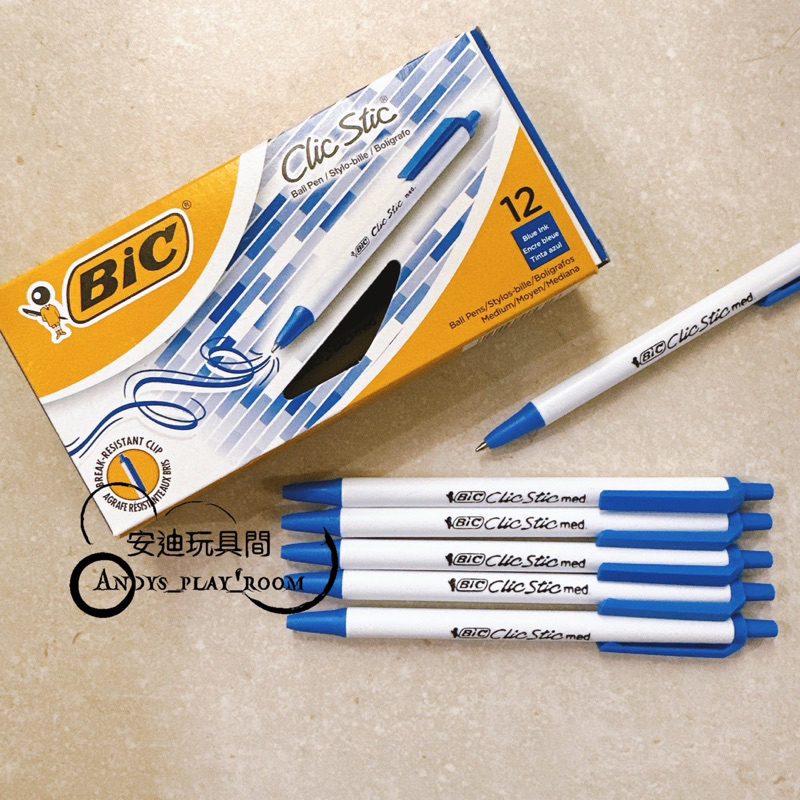 🇺🇸現貨✨BIC Clic Stic medium 比克按壓式圓珠筆藍色1.0mm | 蝦皮購物