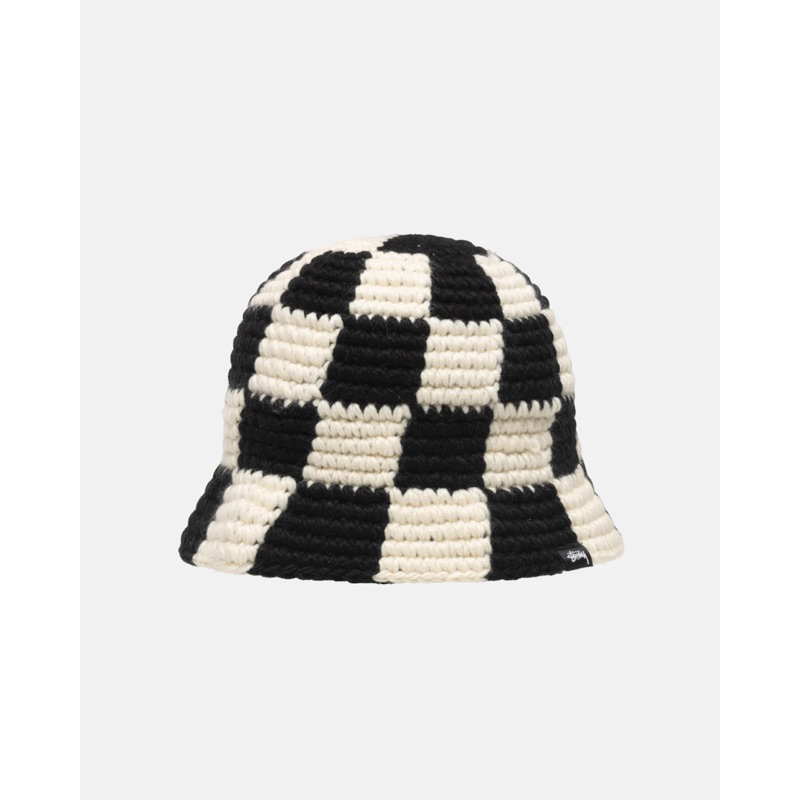 SEVEN SELECT] STUSSY CHECKER KNIT BUCKET HAT 漁夫帽針織格子棋盤格