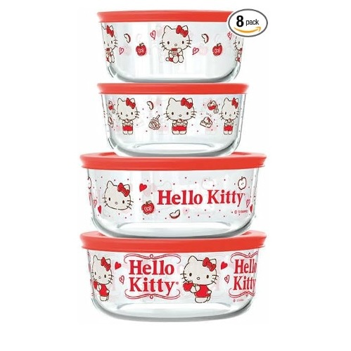 Pyrex DISNEY迪士尼聯名設計款米奇米妮/ Hello Kitty玻璃保鮮盒含蓋