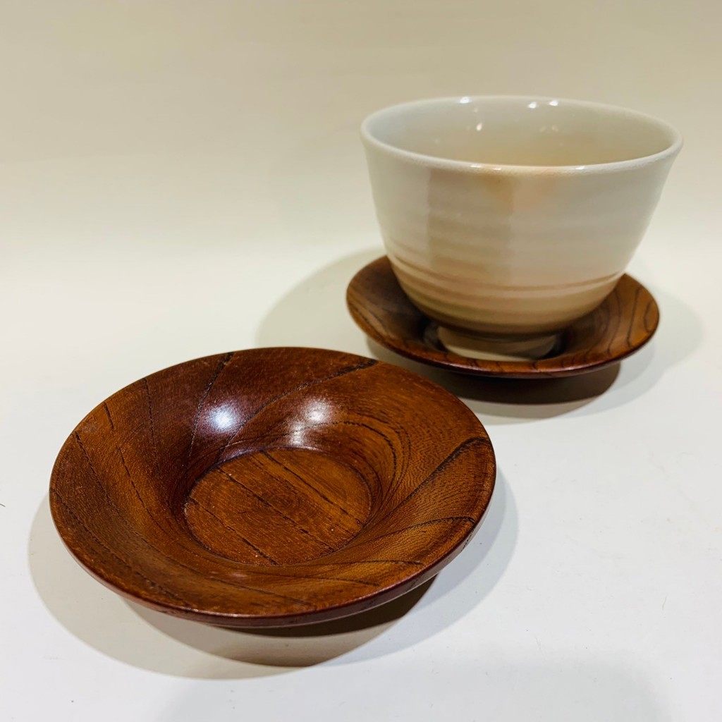 古都食器【日本製原木小茶托】全新未使用日製茶碗日本茶碗茶道具茶道